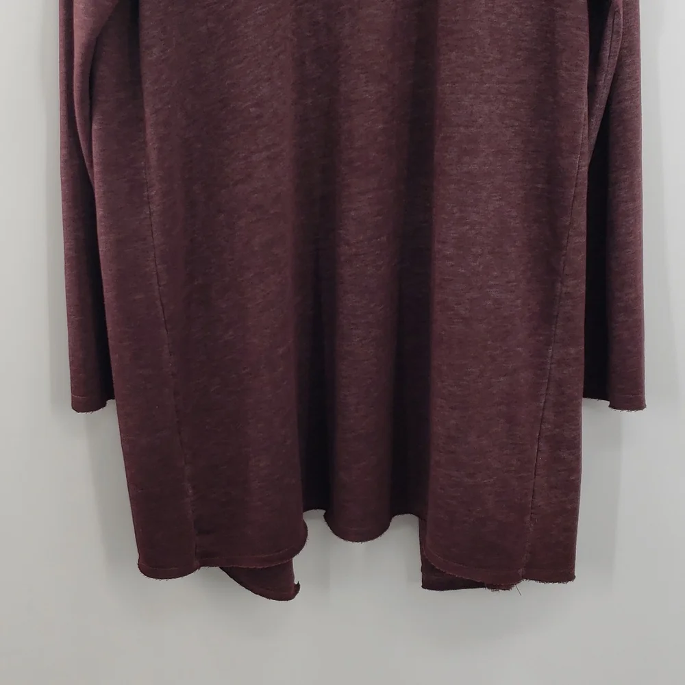 Soft Surroundings Long Hooded Cozy Wine Red Open Front Cardigan Sweater - Picture 8 of 10